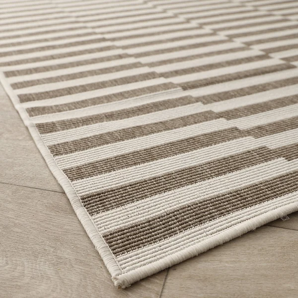 Tapis rectangulaire à rayures, taupe