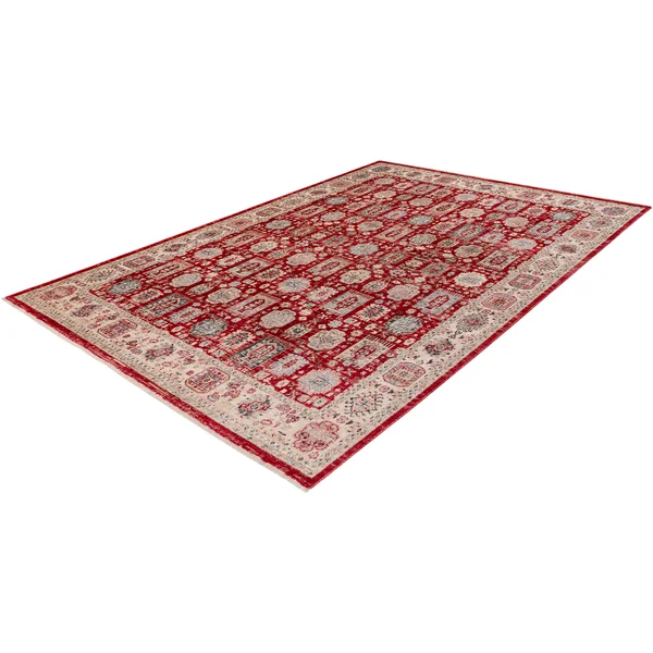Tapis rouge avec franges ethnique oriental Bakthiari