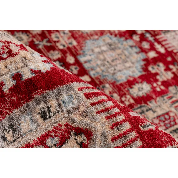 Tapis rouge avec franges ethnique oriental Bakthiari