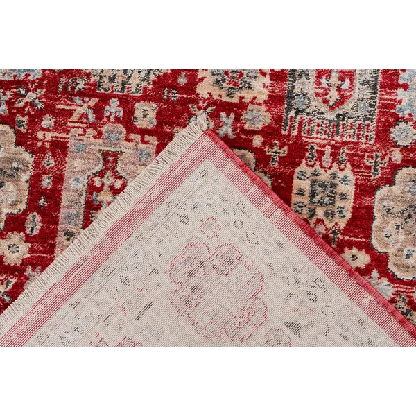 Tapis rouge avec franges ethnique oriental Bakthiari