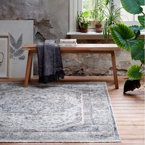 Tapis vintage gris avec franges SoHo Touch Wecon Home