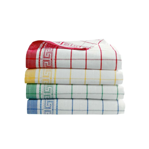 Torchon Mycène coton tissé teint - lots, bleu+vert+rouge+jaune