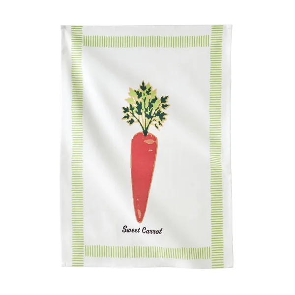 Torchons légumes + uni coton - lot de 3, vert / orange