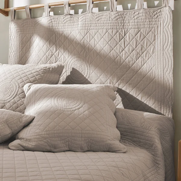 Tête de lit unie coton style boutis Cassandre, beige