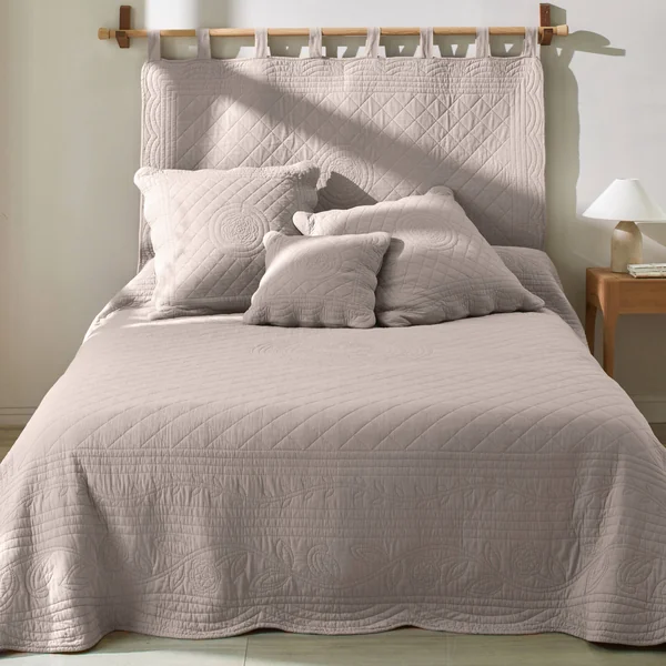 Tête de lit unie coton style boutis Cassandre, beige