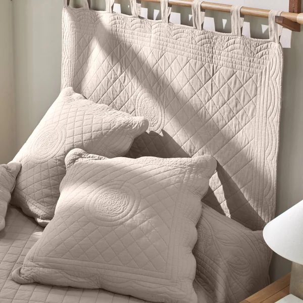 Tête de lit unie coton style boutis Cassandre, beige