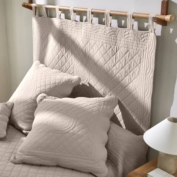 Tête de lit unie coton style boutis Cassandre, beige
