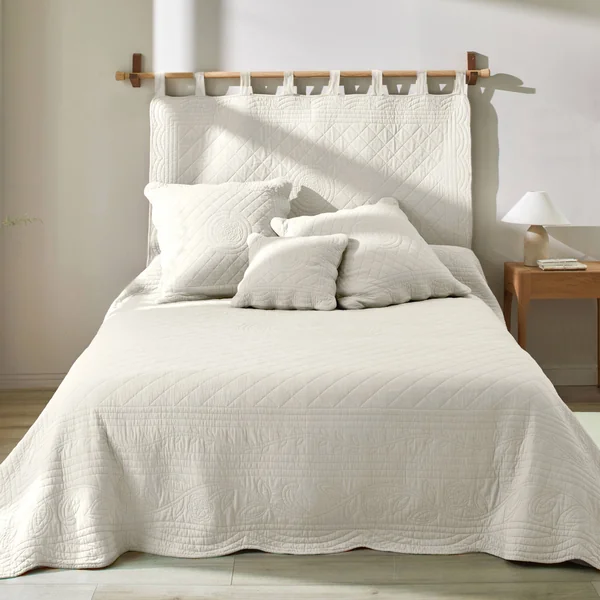 Tête de lit unie coton style boutis Cassandre, écru