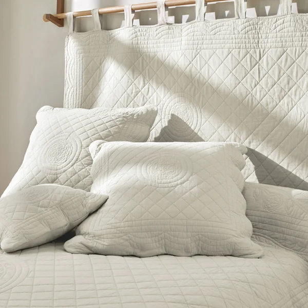 Tête de lit unie coton style boutis Cassandre, écru