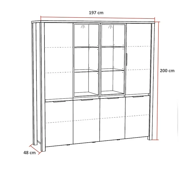 Vaisselier/argentier contemporain 200 cm chêne etna Bonno