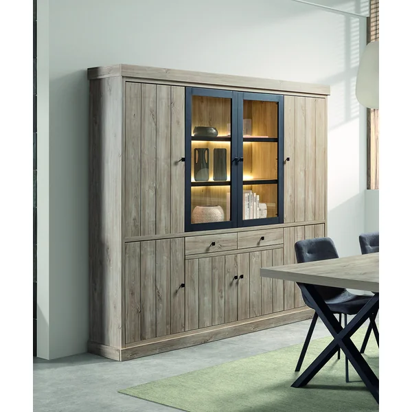 Vaisselier/argentier contemporain 230 cm chêne clair Tirol