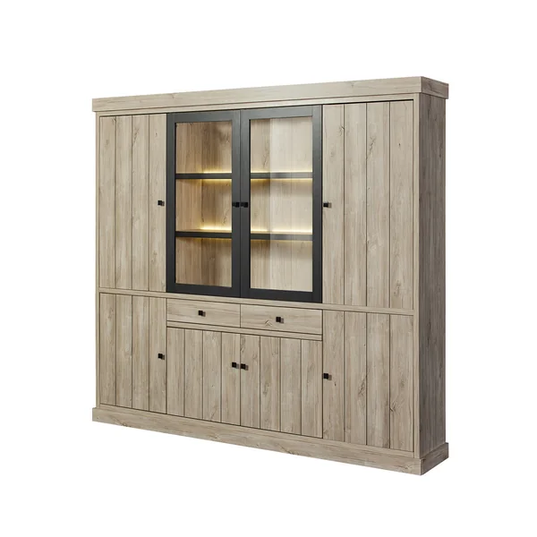 Vaisselier/argentier contemporain 230 cm chêne clair Tirol