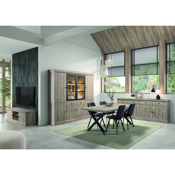 Vaisselier/argentier contemporain 230 cm chêne clair Tirol