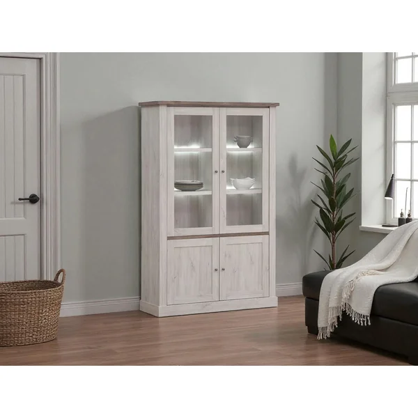 Vaisselier/argentier contemporain chêne blanc/marron Maxime