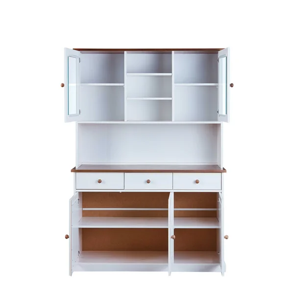 Vaisselier/argentier style campagne 131 cm en pin massif blanc Radja | Matelpro