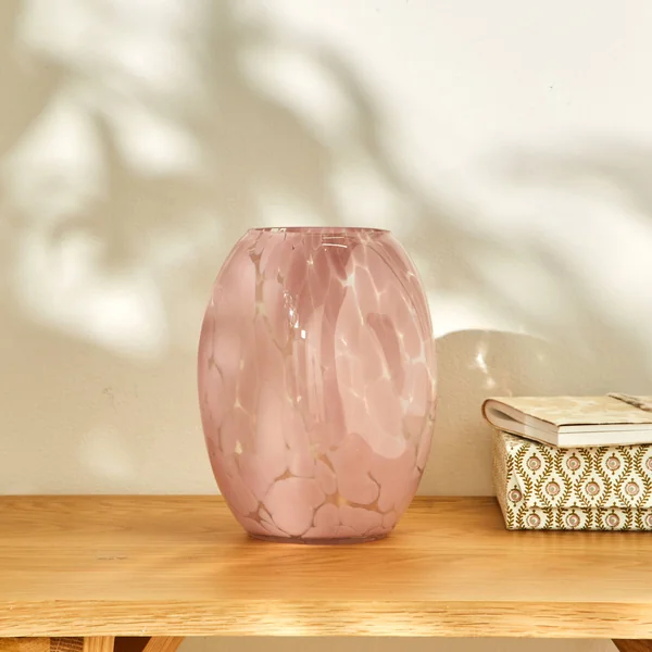 Vase en verre tacheté, parme