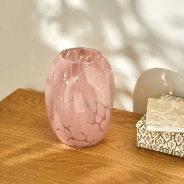 Vase en verre tacheté, parme