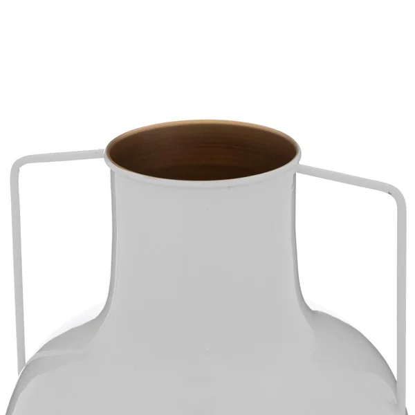 VASE METAL EMAILLE COLLECTIONNEUR BLANC H.30.5CM