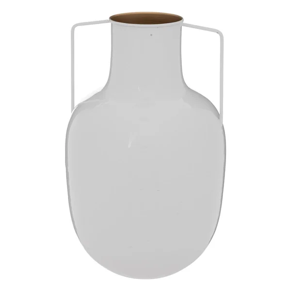 VASE METAL EMAILLE COLLECTIONNEUR BLANC H.30.5CM
