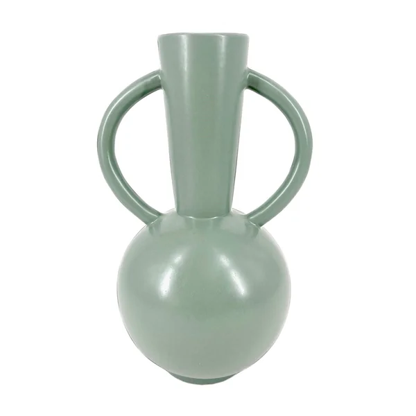 Vase rond céramique, double anses - hauteur 29,5 cm, vert