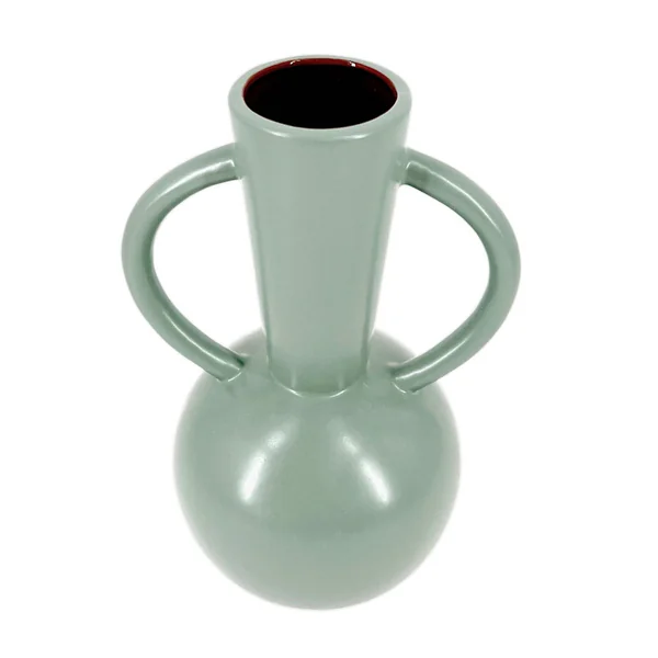 Vase rond céramique, double anses - hauteur 29,5 cm, vert