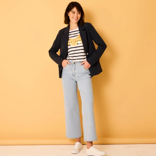 Veste blazer, boutonnage croisé, marine