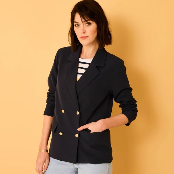 Veste blazer, boutonnage croisé, marine