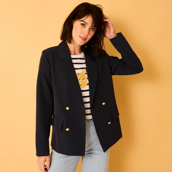 Veste blazer, boutonnage croisé, marine