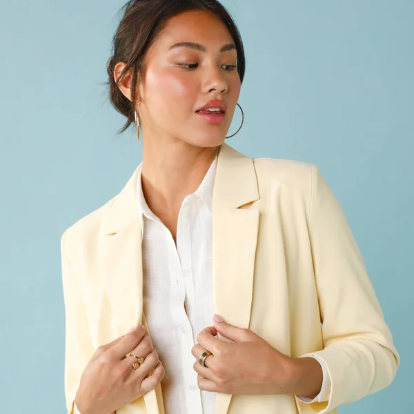 Veste blazer, Spécial Petites, jaune pâle