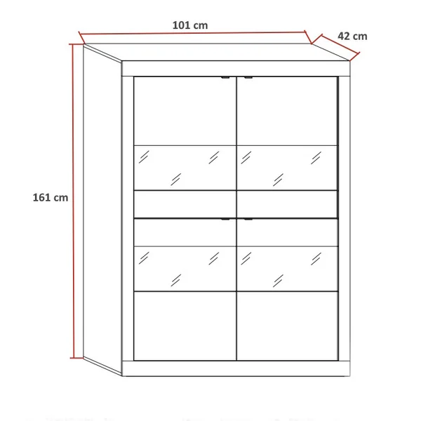 Vitrine moderne 101 cm chêne mercure/blanc structuré Agathe