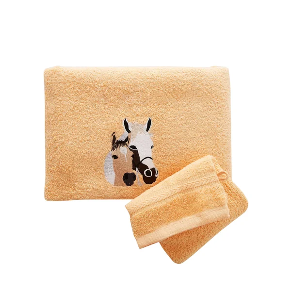 Éponges brodées chevaux Colombine® - Lots, abricot