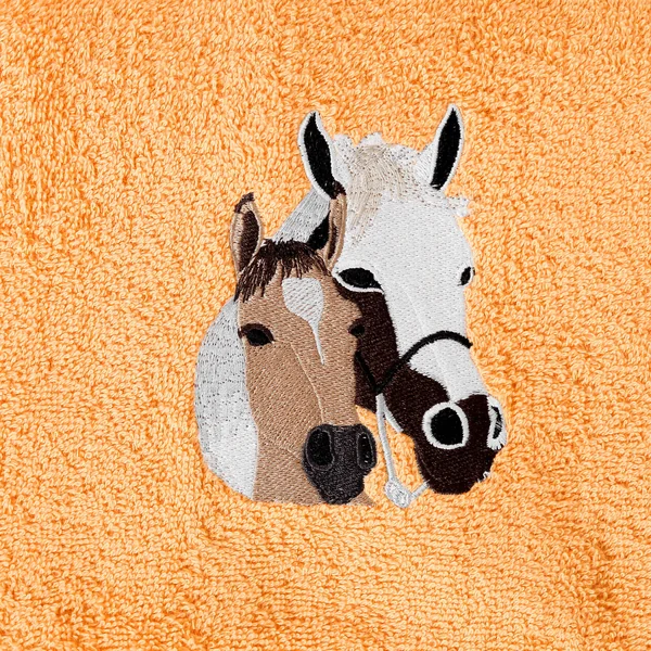 Éponges brodées chevaux Colombine® - Lots, abricot